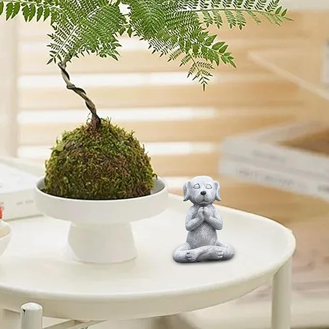 Dog Statue, 4.72 inch Buddha Dog Decor, Weather-Resistant Resin Yoga Statue, Cute Funny Zen Garden Decor Outdoor for Home and Garden, Yoga Statue, 12cm