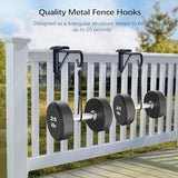 Adjustable (0.9-3") Vinyl Fence Hooks for Hanging Plants, Over the Railing Fence Plant Hangers Outdoor, Black Heavy Duty Coated Steel Patio Hooks for Hanging Bird Feeders, Lights, Basket, Pool Tools