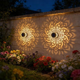 Decorative Solar Mandala Lights, Metal Solar Powered Outdoor Deck Step Wall Lights, Waterproof Solar Mandala Fence Lights Outdoor, for Garden Post Patio Backyard Yard Decor (2PCS)