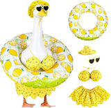 Bikini Porch Goose Outfits, 23" Goose Statue Bikini Lemon Costume Summer Porch Goose Outfits, Durable Hawaiian Goose Clothes with Sunglasses and Swim Ring, Outdoor Yard Patio Garden Decor