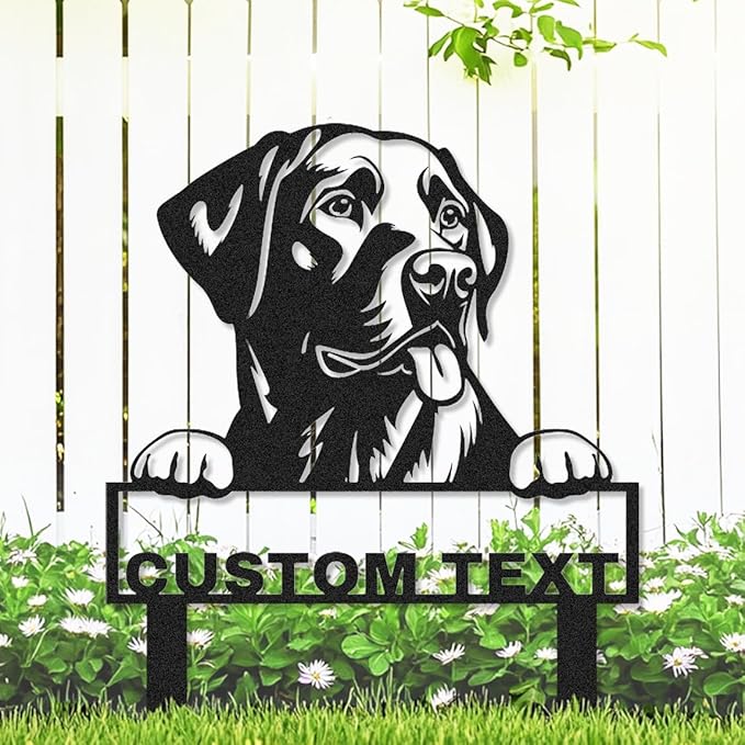 Custom Labrador Retriever Garden Stakes Sign, Personalized Metal Dog Statue Garden Sign for Outside, Personalized Dog House Decor Welcome Sign Patio Gardening Decor Stake Gifts for Dogs Mom