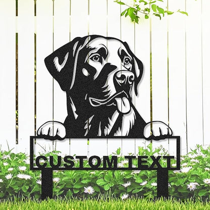 Custom Labrador Retriever Garden Stakes Sign, Personalized Metal Dog Statue Garden Sign for Outside, Personalized Dog House Decor Welcome Sign Patio Gardening Decor Stake Gifts for Dogs Mom