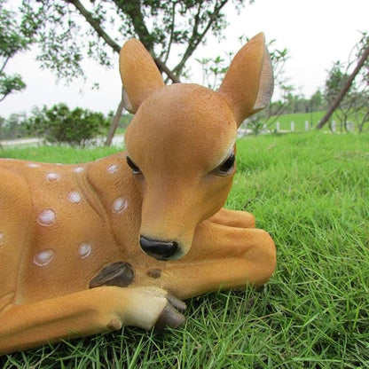 Garden Ornaments Decor Statue Outdoor,for Friends Gifts Art Ornaments Decor Crafts Figurines Collectible Prop Vivid Animal Figurines Arts Real Life Fallow Deer Statue Fawn Resin Sculpture