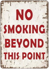 No Smoking Beyond This Point Street Metal Signs Vintage No Rust Safety Man Cave Warning Aluminum Metal Tin Sign for Garden Patio Yard Cafe Pub Home Decor Wall Art Print Poster 12x16 Inch