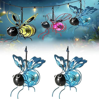 Solar Bees Lights Outdoor, Hanging Bee Solar Garden Light,2025 New Solars Bees Simulation Lights, Waterproof Bumble Bees Solars Light for Party Festivals Garden Decor Birthday Gifts (Blue 2pcs)