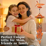 Hummingbird Solar Wind Chimes for Outside, Birthday Gifts for Mom Women Grandma Mother's Day Memorial, 34-Inch Windchimes with Wind Spinner, Outdoor Hanging Solar Lights Yard Garden Decor, 2 Pack