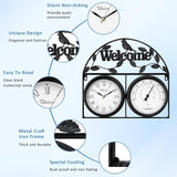 17Inch Large Outdoor Clock,Waterproof Wall Clock with Thermometer,Weatherproof Non-Ticking Quartz Battery Operated Decor Clock for Patio,Garden,Pool,Porch,House Warming Gifts