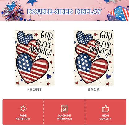 AVOIN colorlife God Bless America 4th of July Patriotic House Flag 28x40 Inch Double Sided Outside, American Stars and Stripes Memorial Day Yard Outdoor Decoration