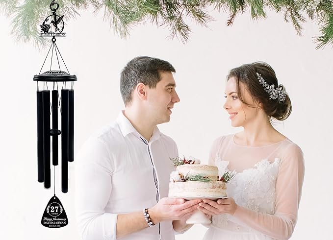 Personalized Hummingbird Outdoor Wind Chime,Memorial Gift for Mom/Grandma,Custom Anniversary Wind Chime Gifts for Him For Her,wind chimes for outside 37''Tall，Perfect Decoration for Patio, Garden