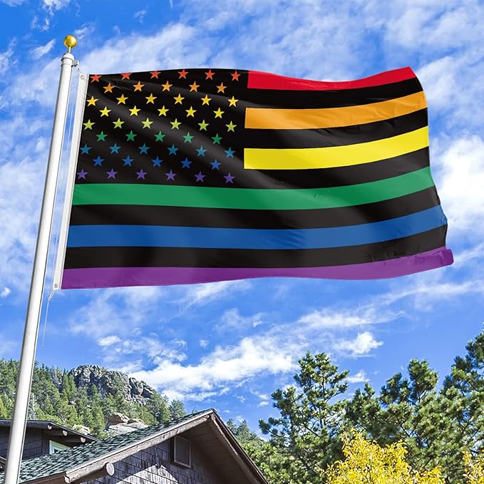 Pride Flag 3x5 Ft Double Sided LGBTQ Rainbow Decorations for Indoor Outdoor Hanging - Gay Love Party Supplies With Brass Grommets for Garden, Lawn, Yard, Parade Decor