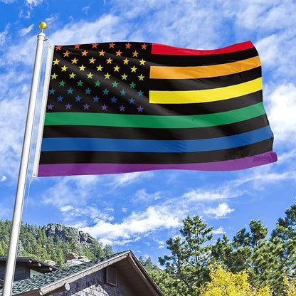 Pride Flag 3x5 Ft Double Sided LGBTQ Rainbow Decorations for Indoor Outdoor Hanging - Gay Love Party Supplies With Brass Grommets for Garden, Lawn, Yard, Parade Decor