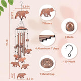 Bear Wind Chimes for Outside,Bear Gifts for Women/Men/Sympathy Gift/Memorial/Festival Birthday Metal windchimes Outdoors/Indoors,Patio,Garden Decor,Yard,Home Decor,Porch