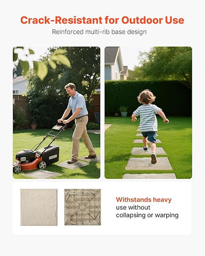 VEVOR Garden Stepping Stones, 4Pcs 15.5 x 15.5 in, Decorative Stepping Stones with Stakes, Weather-Resistant Plastic Pathway Pavers, Smooth Surface, Outdoor Walkway for Lawn Patio Landscape, Beige