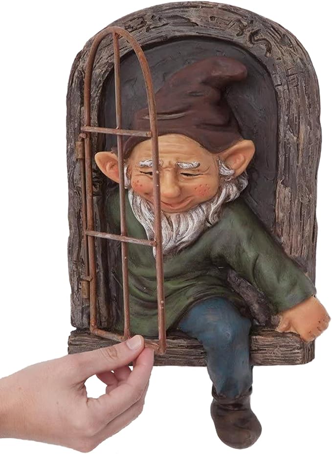 Elenon Gnome Big Tree Faces Garden Decor, 13 inch Gnome Coming Out of Tree Outdoor Decorations, Fairy Elf Hugger Whimsical Peeker Sculpture Yard Patio Art