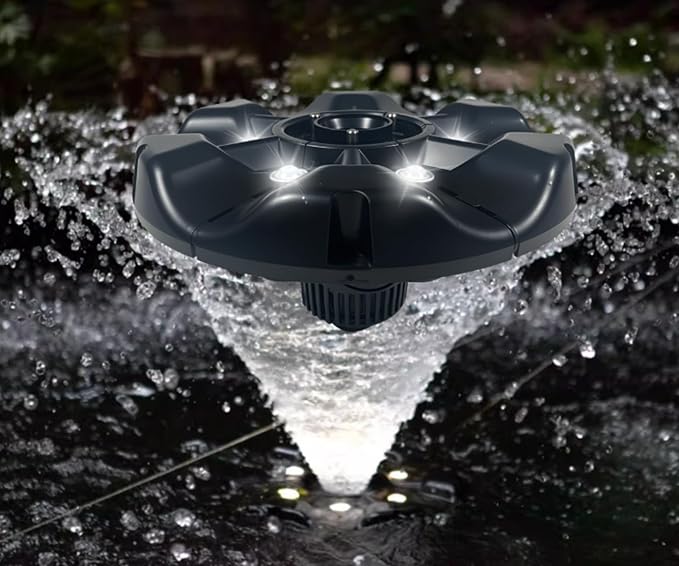 Pond Fountain Aerator,10000 GPH, 8 White LED Lights, Constant and Gradient Dual Modes,time Controller.35’ Power Cord, Classic Crown Spray Pattern 4’x10’for Pond, Lake, Swimming Pool& Water Garden