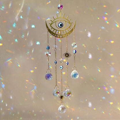 DEMIUKO Crystal Suncatcher, Suncatchers for Windows Hanging Evil Eye SunCatcher with Crystals Prism Rainbow Maker Outdoor Indoor Decor for Birthday Thanks Giving Christmas Home Garden Decor (Evil Eye)