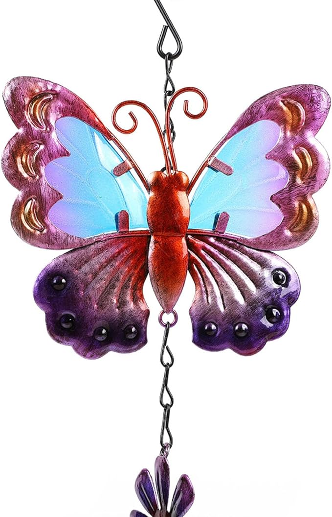 Animal Wind Chimes for Outside, Colorful Wind Chimes Aluminum Tube Wind Chime Outdoor Garden Wind Chime Decorative Chime of Wind for Indoor Living Room Office (Long-Butterfly)