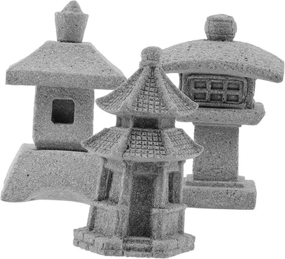 POPETPOP 2sets Stone Statues for Garden Pavilion Statue Adornments Miniature Landscape Decor 3pcs*2