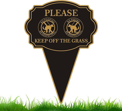 Double Sided Yard Sign, Please Be Respectful Keep Off the Grass, 14"x10" No Pooping or Peeing Dog Lawn Stake, Easy Mount for Outdoor Use(1PACK-Keep Off The Grass)