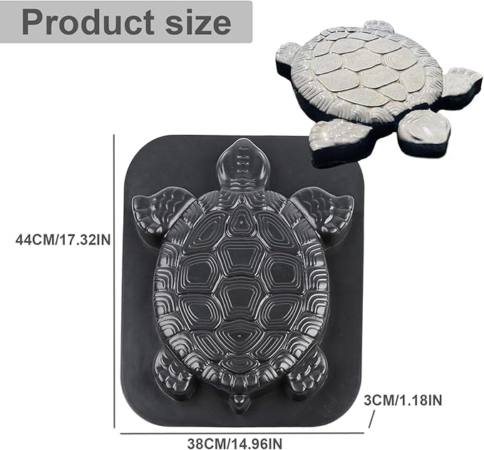 Stepping Stone Molds for Concrete & Cement 17x15'' Turtle Statue Concrete Mold Easy-to-Use DIY Stepping Stone Mold Concrete Molds and Forms for Garden Walkways and Pathways