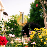 Rain Gauge Outdoor Decorative, Solar Garden Rain Gauge, 7" Capacity Glass Tube Metal Flame Shape for Garden Yard Lawn