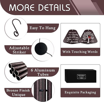 40th Anniversary Wedding Gifts, Best 40th Anniversary 32" Wind Chimes for Couple, Ruby 40 Years of Marriage Gift Ideas for Wife Husband, Ruby Wedding Gifts for Parents