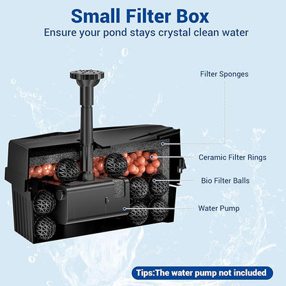 Biling Pond Filter Pump Box for Outdoor Indoor, Compact Filtration Solution for Fish Pond, Aquarium, Fish Tank
