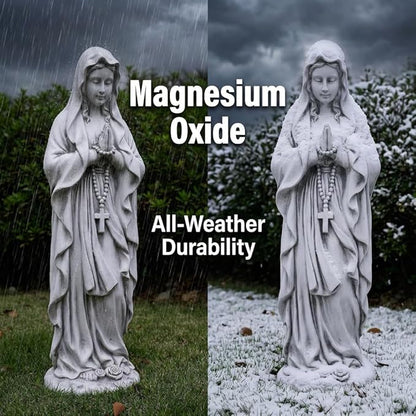 Virgin Mary Statue, 29.9'' H Outdoor Statue Garden Decor Mother Mary Statue for Patio Yard Home Hallway Lawn Magnesium Oxide Stone Religious Indoor/Outdoor Decor