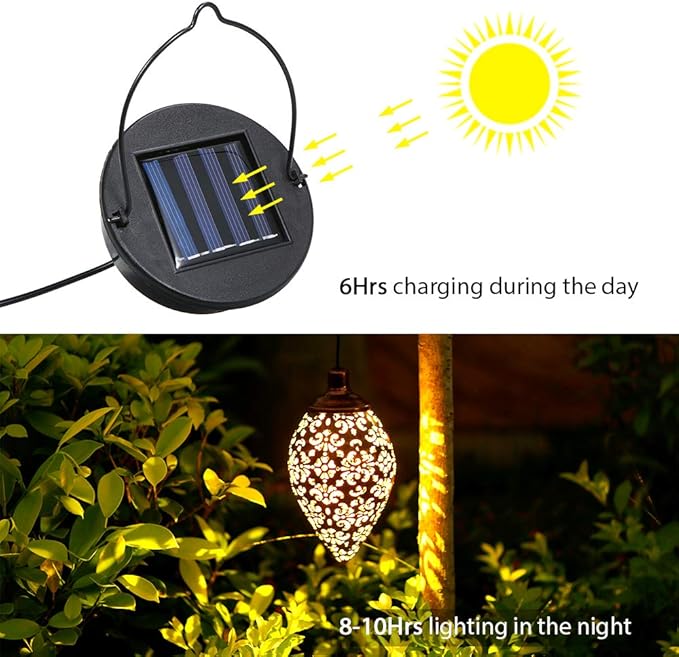 Tomshine Hanging Solar Lights Solar Lantern LED Garden Lights Metal Lamp Waterproof for Outdoor Hanging Decor