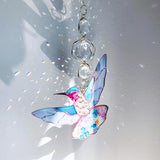 Blue Acrylic Hummingbird Flowers Garden Suncatcher Christmas Tree Window Hanging Home Decor Ornaments Crystal Prism Rainbow Maker Sun Catcher Appreciation Gifts for Mom Grandma Sister