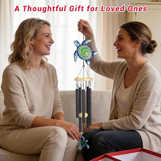 Wind Chimes for Outside Metal Aluminum 41.7" Inches Wind Chime with Turtle Outdoor Decor Large Unique Wind Chimes for Festivals/Birthday for Mom Dad Grandma Home Garden Patio Decor