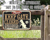Lone Star Art Garden Stake Metal Signs - Durable Metal Sign - Use Indoor/Outdoor - Great Entryway and Fence Warning Sign and Gift for Dog Owners (12" x 18", Keep Gate Closed Dog)