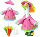 DECOHS 3 Pcs/Set Raincoat Porch Goose Outfits, Summer Lawn Goose Statue Raincoat Costume, Yard Goose Clothes Raincoats Umbrella Hat Outfit for 23" Statue Patio Garden Decoration (Rosy)