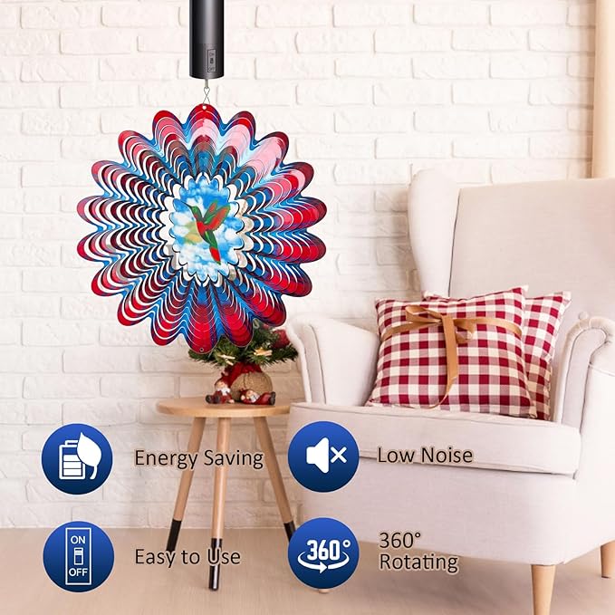 Battery Operated Wind Spinner Motor 30RPM | Hanging Display for Wind Spinners, Windchimes, Suncatchers,Disco Mirror Ball, Garden/Christmas Decor