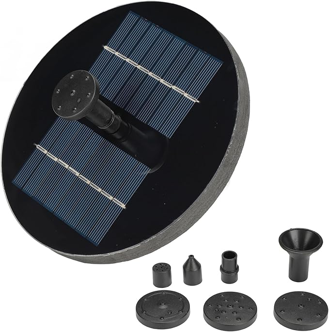 Solar Fountain, Round Solar Water Fountain Pump for Bird Bath, 1.6W Floating Solar Landscape Fountain for Garden Decoration Pool Pond