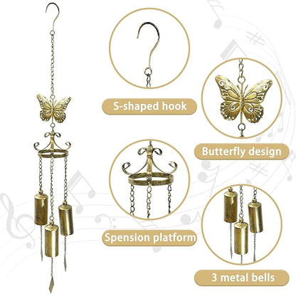 Outdoor Wind Chimes, Butterfly Wind Chimes, cast Iron Craft. for Terrace Garden Decoration, Home Gifts.