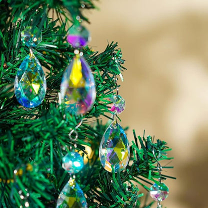 20Pcs Chandelier Crystals Suncatcher,38mm Colorful Teardrop Crystal Chandelier Pendants Parts Beads,Hanging Crystals for Chandeliers