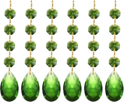 PATIKIL Teardrop Crystal Chandelier Pendants Beads, 6 Pack 120mm Length 38mm Chandelier Prisms Parts Ornaments Hanging Beads for DIY Arts Crafts Decoration, Green