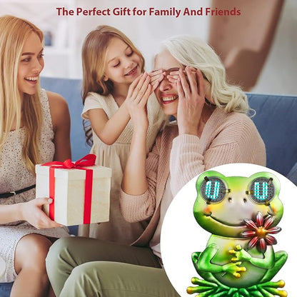 Solar Frog Garden Stake 39.3inch with Realistic Eye Movement Displaying I Love U, Frog Solar Lights Outdoor Garden for Pathway Yard Patio Lawn Ornaments
