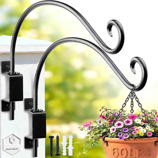 Lifyzoon Swivel Bird Feeder Hanger for Outside: 2 Packs 16-Inch Swivel Plant Hooks for Outdoor, 60lbs Weight Capacity - Weather-Resistant Wall Hook for Wind Chimes, Flower Basket, Birdhouse