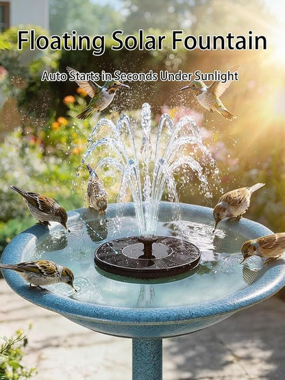 Solar Bath Fountain with 6 Nozzles 1.4w Upgraded Powered Floating Water Pump Free Standing Submersible for Bird Garden Pond Pool Lawn Fish Tank Outdoor Use