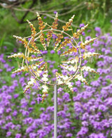 Unique and Magical Metal Windmill, 2Pcs Wind Spinners, 3D Wind Powered Kinetic Sculpture, Stainless Steel Wind Spinners, Wind Mill for Yard and Garden (2PCS-Golden)