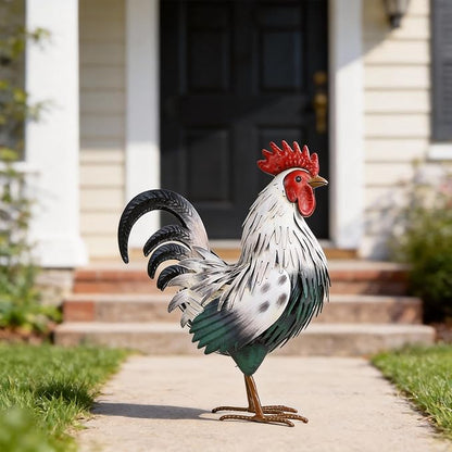 Ratuor Rooster Garden Statue Sculpture Metal Chicken Yard Decor Outdoor Figurines Patio Backyard Decoration