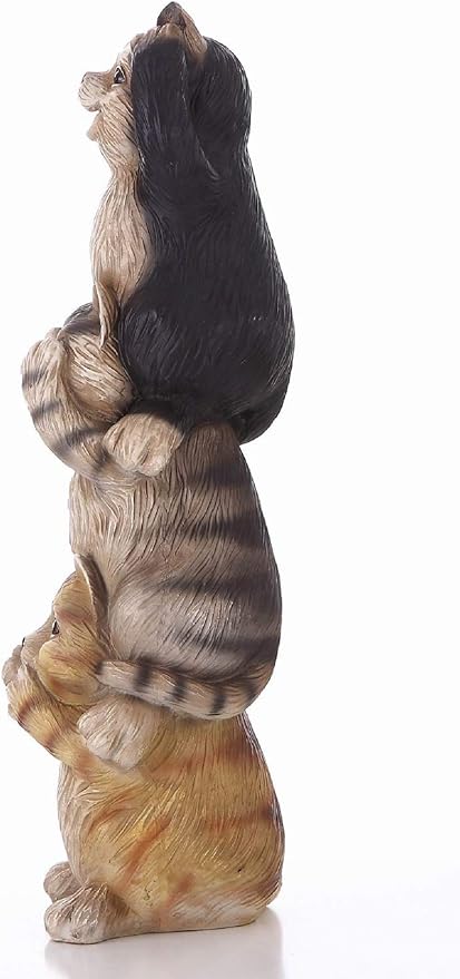 HI-LINE Stacked Cats Outdoor Garden Statue - 22.25"