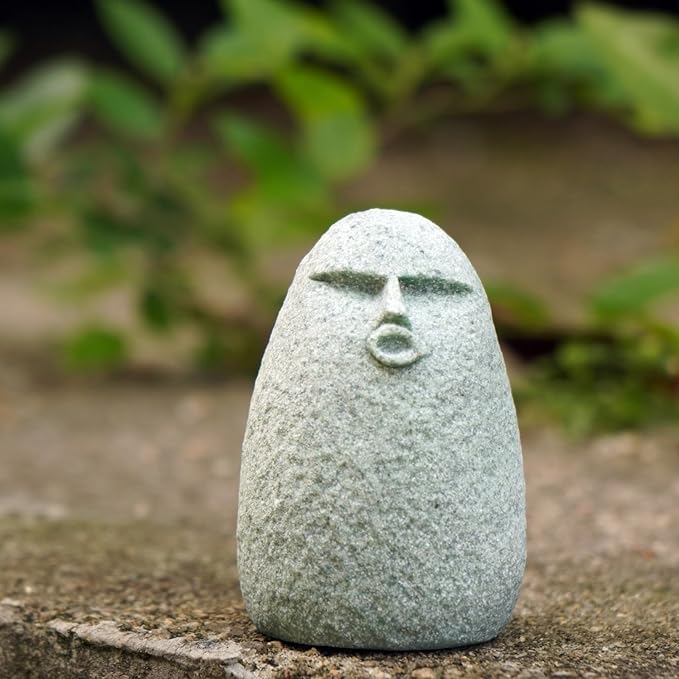 Cute Stone Primitive Man Figurine: Funny Stoneman Statue for Outdoor Decor, Carving Face Garden Home Decoration Fish Tank Ornament - Stone Man A
