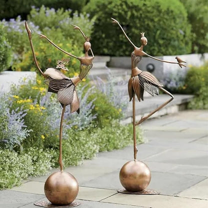 Garden Dancing Girl Statue Ornament Iron Yard Decorations 11 inch Lifelike Fairy Garden Accessorie for Patio Yard Lawn Porch Ornament Gifts (Butterfly Girl)