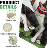 Dyrenson Welcome Boston Terrier Dog 28 x 40 House Flag Double Sided, Spring Summer Paw Prints Tennis Garden Yard Decoration Pet Owner Lover Gift, Farmhouse Burlap Outdoor Decor Decorative Large Flag