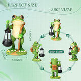 PAETAE Garden Statue Frog Outdoor Decor, Solar Patio Resin Garden Decor for Outside Yard Decorations Gift for Women, Mom, Grandma