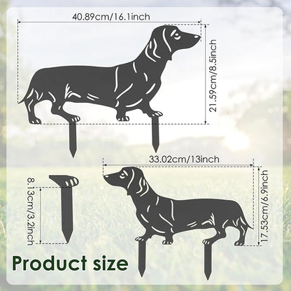 2 Pcs Dog Garden Stakes for Outside, Dachshund Garden Stakes, Iron Dog Statues, Outdoor Decorative Metal Dogs Garden Statues for Patio, Lawn, Balcony, and Dogs Lovers