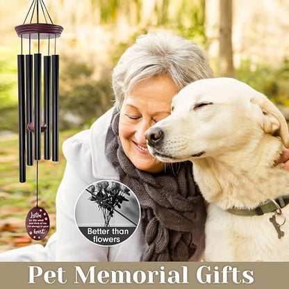 Pet Memorial Wind Chimes for Loss of Dog - Sympathy Windchimes with Deep Tone 5 Tuned Tubes, Loss of Pet Sympathy Gift, Dog Passing Remembrance Gifts, Outside Garden Decor